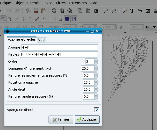 Extension systèmes de Lindenmayer sous Inkscape